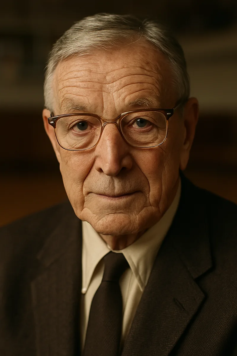 Portrait of John Wooden, famous for their inspirational quotes and wisdom
