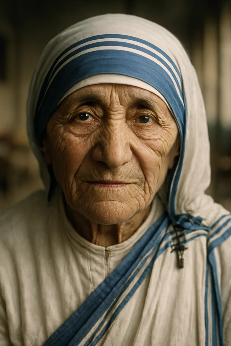 Portrait of Mother Teresa, famous for their inspirational quotes and wisdom