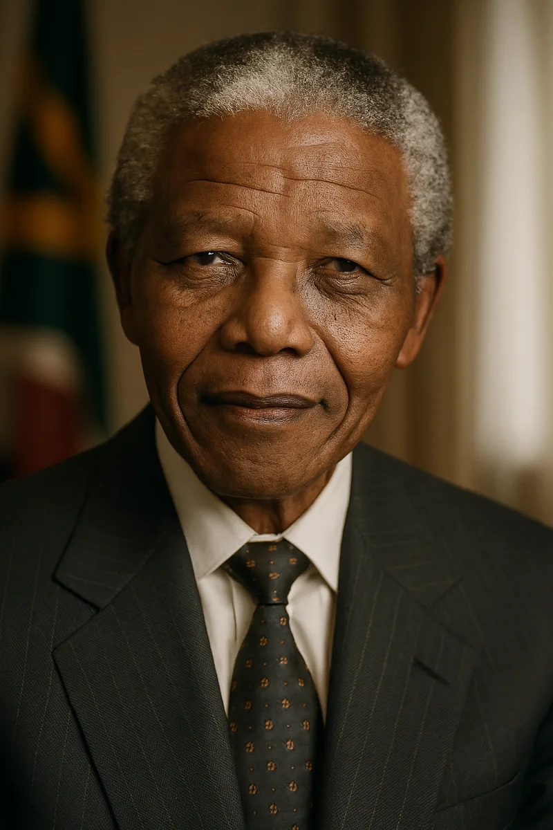 Portrait of Nelson Mandela, famous for their inspirational quotes and wisdom